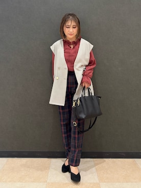 「アイテム（ベスト）」を使った、Megさん（レディース・153cm）の秋コーディネート