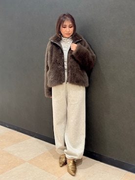 「Cutie Blonde（キューティーブロンド）のフェイクファーブルゾン（ブルゾン、ブラウン系）」を使った、Megさん（レディース・153cm）の冬コーディネート