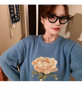 「古着フェスタのアイテム（ニット/セーター、ブルー系）」を使った、Kotoさん（レディース・160cm）の冬コーディネート