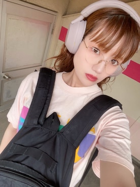 「Johnsonmarketのアイテム（Tシャツ/カットソー、ピンク系）」を使った、Kotoさん（レディース・160cm）の夏コーディネート