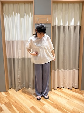 「Samansa Mos2 blue（サマンサモスモスブルー）のアイテム（パンツ）」を使った、kahoさん（レディース・156cm）の春コーディネート