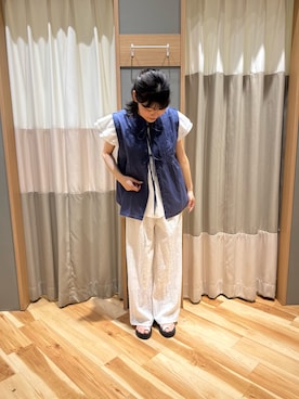 「Samansa Mos2 blue」｜「アイテム（パンツ）」を使った、kahoさん（レディース・156cm）の春コーディネート