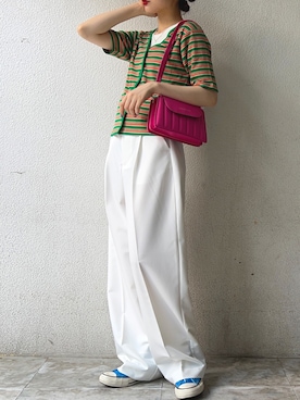 「SPINNS(スピンズ)のアイテム(タンクトップ)」を使った、mocaさん(レディース・158cm)の夏コーディネート