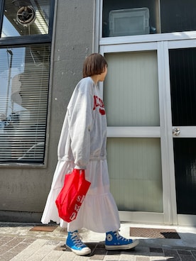 「SPINNS(スピンズ)のアイテム(デニムジャケット)」を使った、mocaさん(レディース・158cm)の春コーディネート