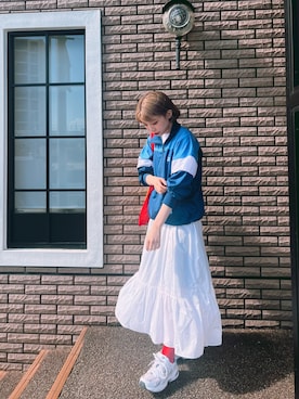 「カラーソックス」｜「アイテム（ジャージ）」を使った、mocaさん（レディース・158cm）の春コーディネート