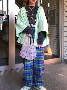 「Panamaboy（パナマボーイ）のアイテム（パンツ）」を使った、mocaさん（レディース・158cm）の秋コーディネート