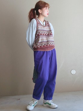 「Panamaboy（パナマボーイ）のアイテム（パンツ）」を使った、mocaさん（レディース・158cm）の秋コーディネート