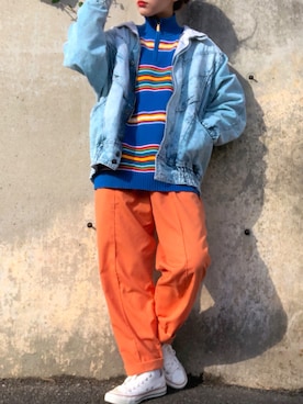 「Panamaboy（パナマボーイ）のアイテム（パンツ）」を使った、mocaさん（レディース・158cm）の冬コーディネート