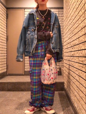 「Panamaboy（パナマボーイ）のアイテム（パンツ）」を使った、mocaさん（レディース・158cm）の秋コーディネート