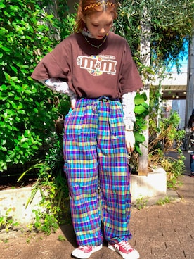 「チェック柄に恋してる」｜「アイテム（その他トップス）」を使った、mocaさん（レディース・158cm）の秋コーディネート