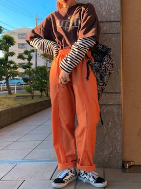 「Panamaboy（パナマボーイ）のアイテム（パンツ）」を使った、mocaさん（レディース・158cm）の秋コーディネート