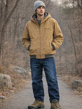 「MERRELL（メレル）のアイテム」を使った、AIファッションコーデさん（メンズ・165cm）の春コーディネート