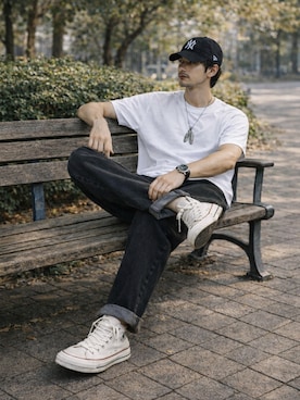 「TIMEX（タイメックス）のアイテム」を使った、AIファッションコーデさん（メンズ・165cm）の春コーディネート