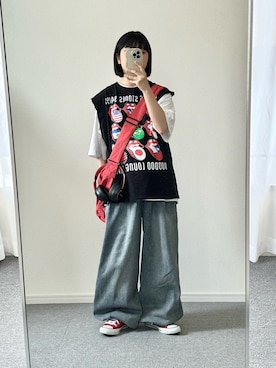 「CONVERSE（コンバース）のアイテム」を使った、おさるさん（骨格ウェーブ・レディース・153cm）の夏コーディネート
