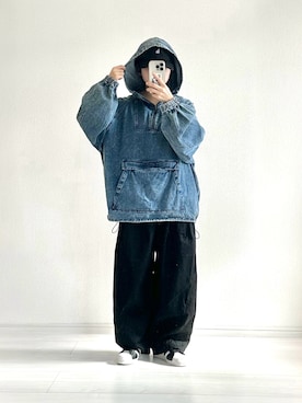 「アイテム（デニムジャケット）」を使った、おさるさん（レディース・153cm）の秋コーディネート