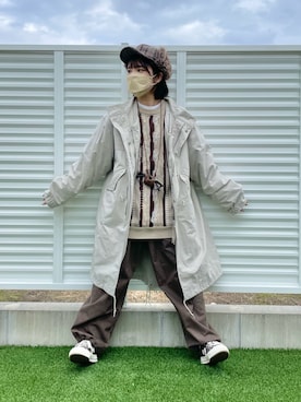 「CPCM（シーピーシーエム）のアイテム（モッズコート）」を使った、おさるさん（レディース・153cm）の冬コーディネート