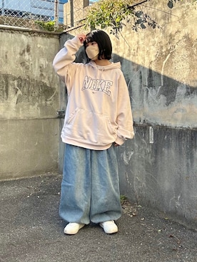 「しまむら（シマムラ）のアイテム（デニムパンツ）」を使った、おさるさん（レディース・153cm）の秋コーディネート