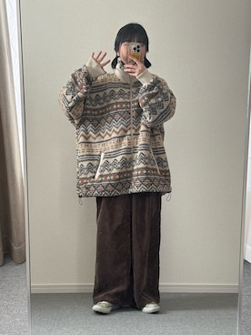 「アイテム（ブルゾン、ホワイト系）」を使った、おさるさん（レディース・153cm）の冬コーディネート