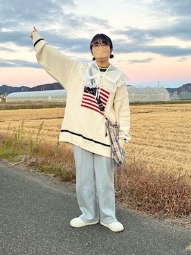 「アイテム（付け襟）」を使った、おさるさん（レディース・153cm）の秋コーディネート