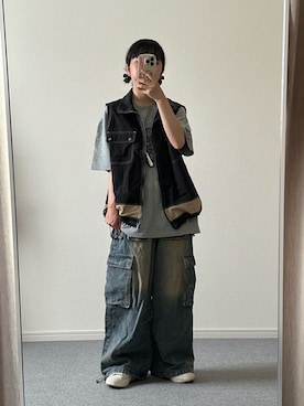 「アイテム（スニーカー、ホワイト系）」を使った、おさるさん（レディース・153cm）の夏コーディネート
