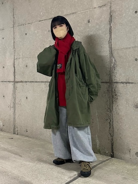 「マイベストコーデ2023」｜「アイテム（ミリタリージャケット）」を使った、おさるさん（レディース・153cm）の冬コーディネート