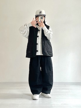 「アイテム（パーカー）」を使った、おさるさん（レディース・153cm）の冬コーディネート