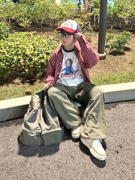 「アイテム（バックパック/リュック）」を使った、おさるさん（レディース・153cm）の秋コーディネート