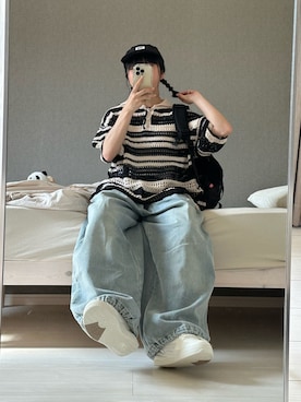 「アイテム（バックパック/リュック）」を使った、おさるさん（レディース・153cm）の夏コーディネート