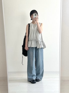 「アイテム（バックパック/リュック）」を使った、おさるさん（レディース・153cm）の夏コーディネート