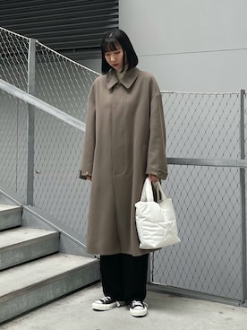 「CONVERSE TOKYO（コンバーストウキョウ）のアイテム（ステンカラーコート）」を使った、なおさん（レディース・163cm）の秋コーディネート
