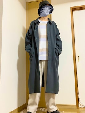 「チェック柄に恋してる」｜「アイテム（ステンカラーコート）」を使った、kanaさん（メンズ・175cm）の冬コーディネート