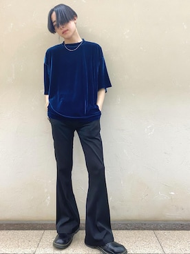 「Adoon plain（アドーンプレーン）のアイテム（スラックス）」を使った、kaitoさん（メンズ・169cm）の夏コーディネート
