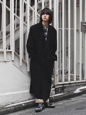 「アイテム（スラックス、ゴールド系）」を使った、ゆーきさん（メンズ・175cm）の秋コーディネート