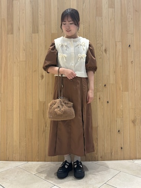 「ブラウンコーデ」｜「アイテム（その他シューズ）」を使った、naoさん（レディース・159cm）の秋コーディネート