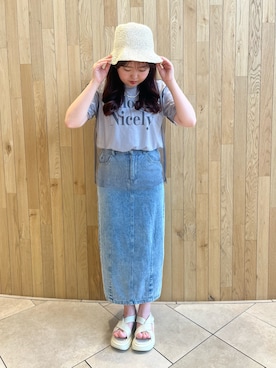 「Samansa Mos2 blue（サマンサモスモスブルー）のアイテム（帽子）」を使った、naoさん（骨格ストレート・レディース・159cm）の夏コーディネート