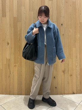 「Samansa Mos2 blue（サマンサモスモスブルー）のアイテム（ノーカラージャケット）」を使った、naoさん（レディース・159cm）の秋コーディネート
