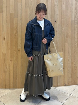 「ehka sopo（エヘカソポ）のアイテム（ブルゾン）」を使った、naoさん（レディース・159cm）の秋コーディネート