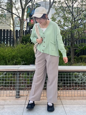 「Samansa Mos2 blue（サマンサモスモスブルー）のアイテム（キャップ）」を使った、naoさん（レディース・159cm）の春コーディネート