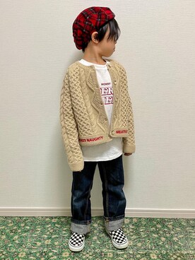 「アイテム（カーディガン/ボレロ）」を使った、tenmaruさん（キッズ・110cm）の秋コーディネート