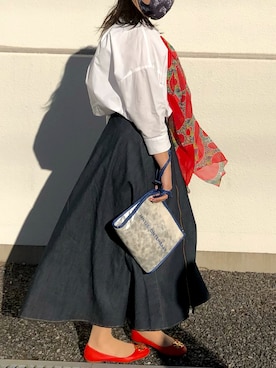 「TORY BURCH（トリーバーチ）のアイテム（パンプス）」を使った、ymkeさん（レディース・154cm）の秋コーディネート