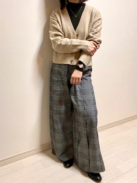 「ショート丈トップス」｜「アイテム（アナログ腕時計）」を使った、mikekkoさん（レディース・155cm）の秋コーディネート