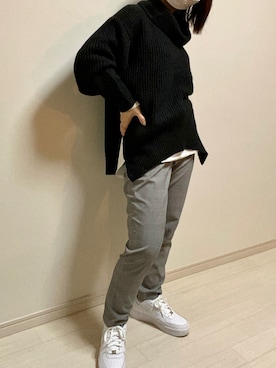 「タートルネック」｜「アイテム（パンツ）」を使った、mikekkoさん（レディース・155cm）の秋コーディネート