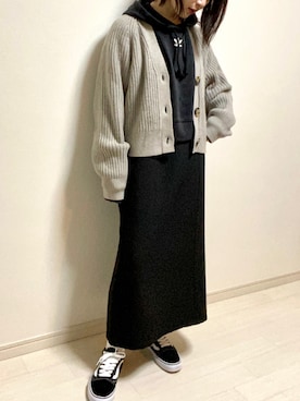 「H&M（エイチ・アンド・エム）のアイテム（カーディガン/ボレロ）」を使った、mikekkoさん（レディース・155cm）の秋コーディネート