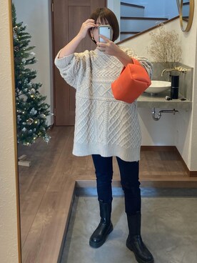「SUGAR BISKET（シュガービスケット）のアイテム（ブーツ）」を使った、atsuko0120さん（レディース・156cm）の秋コーディネート