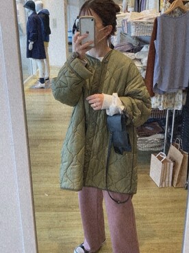 「FREAK'S STORE（フリークスストア）のM-65キルトライナージャケット（ミリタリージャケット）」を使った、atsuko0120さん（レディース・156cm）の春コーディネート
