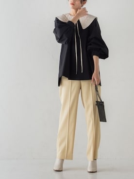 「アイテム（パンツ、イエロー系）」を使った、droite_zozoさん（レディース・160cm）の冬コーディネート