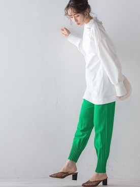 「カラー×コーデ」｜「アイテム（スラックス）」を使った、droite_zozoさん（レディース・160cm）の春コーディネート