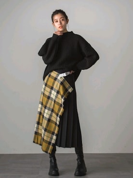 「黒ニット」｜droite_zozoさん（レディース・160cm）の秋コーディネート