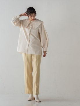 「アイテム（パンツ、イエロー系）」を使った、droite_zozoさん（レディース・160cm）の冬コーディネート