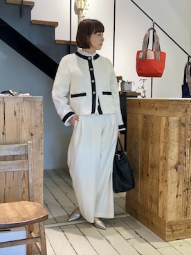 「PUAL CE CIN（ピュアルセシン）のアイテム（ノーカラージャケット）」を使った、denruriさん（レディース・160cm）の冬コーディネート